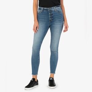 NWT KUT from the Cloth Connie Ab Fab High Waist Frayed Ankle Skinny Jeans Size 4